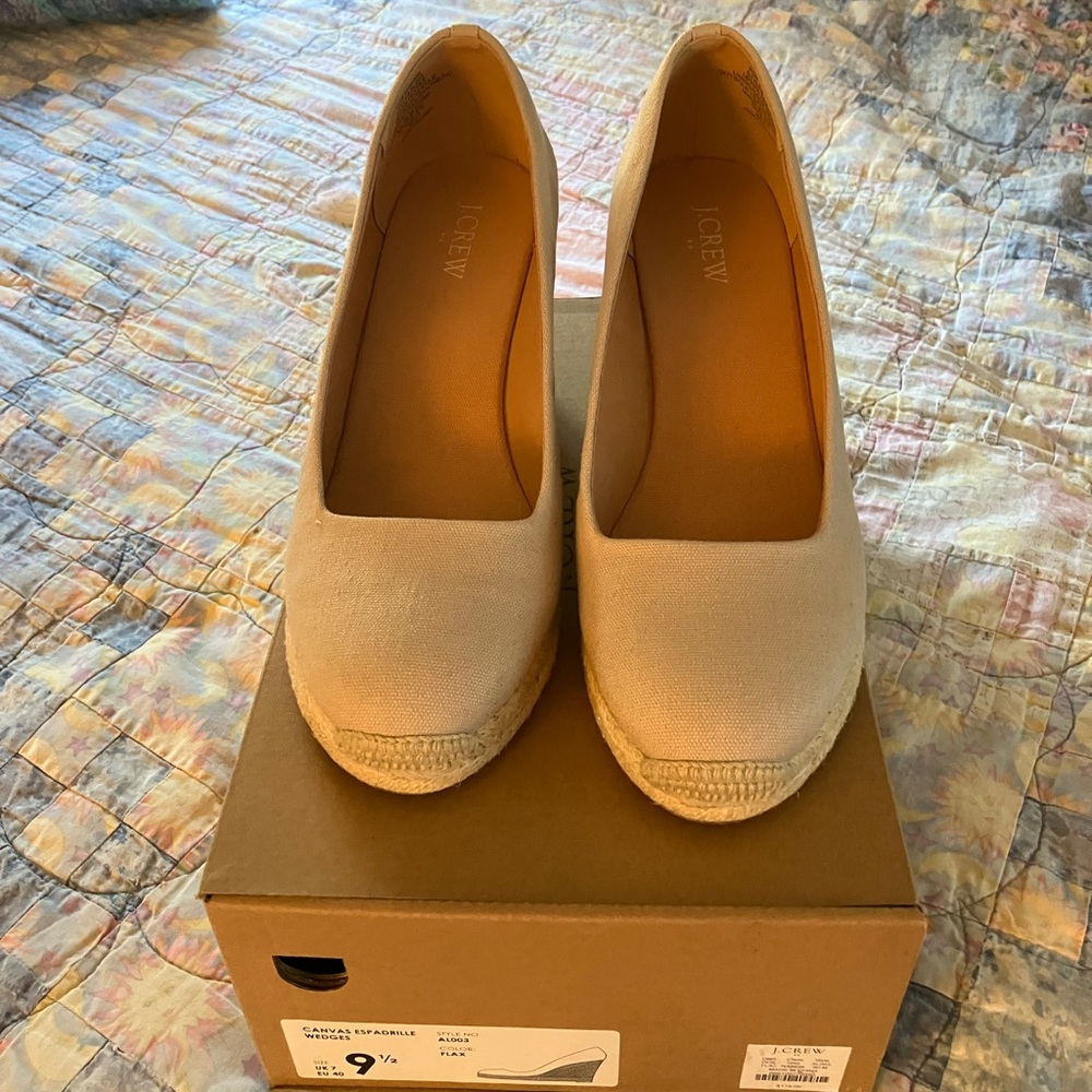 JCrew canvas espadrille wedges - tan size 9.5